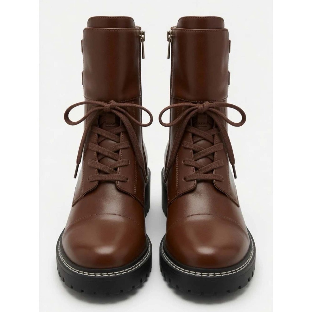 BCBGeneration Curtis Sugar Almond Brown Lace Up Buckle Combat‎ Boots 9M
